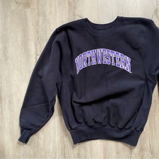 Northwestern Y2K Black Champion Reverse Weave Crewneck Sweatshirt Small