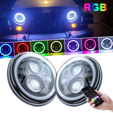 7 INCH Led Headlight RGB Multi-Color Angel Eye DRL Ring Light For Jeep Wrangler