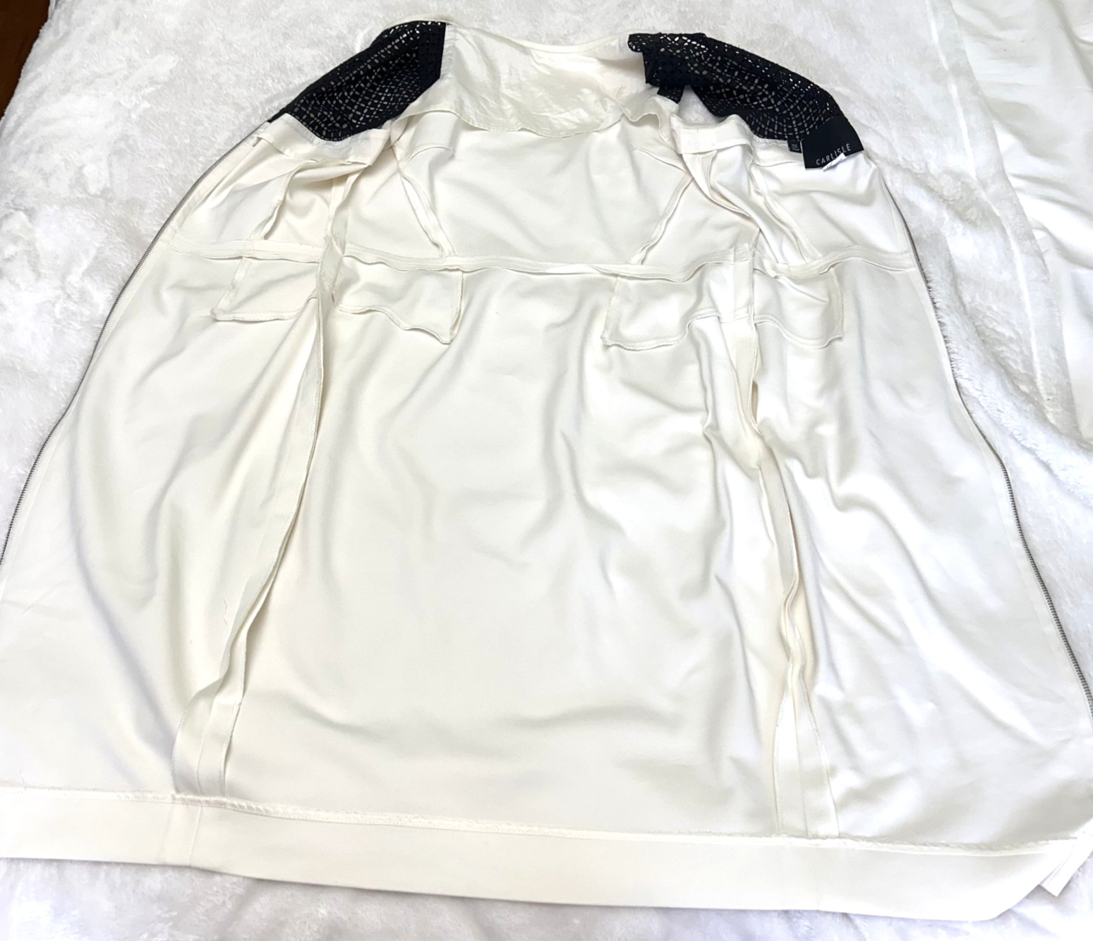 CARLISLE Women's White Black Lace Sheath Long Zipper Sleeveless Dress Sz 8