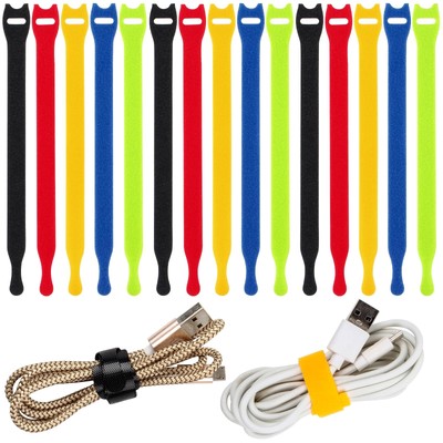 120PCS Cord Organizer 6in Cable Ties Reusable with Hook and Loop, Colorful Fa...