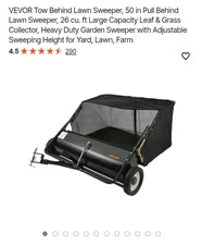 VEVOR Lawn Sweeper Tow Behind Leaf Yard Collector 50", 26 CU Ft, Adjustable