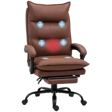 Vinsetto Microfiber Office Chair with Massage, Heat, Footrest, Brown