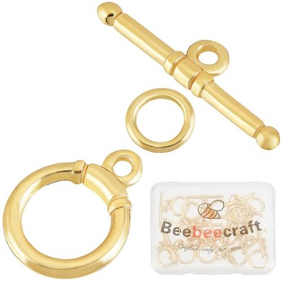 Beebeecraft 15 Sets 18K Gold Plated Toggle Jewelry Clasps Connectors Round Ri...