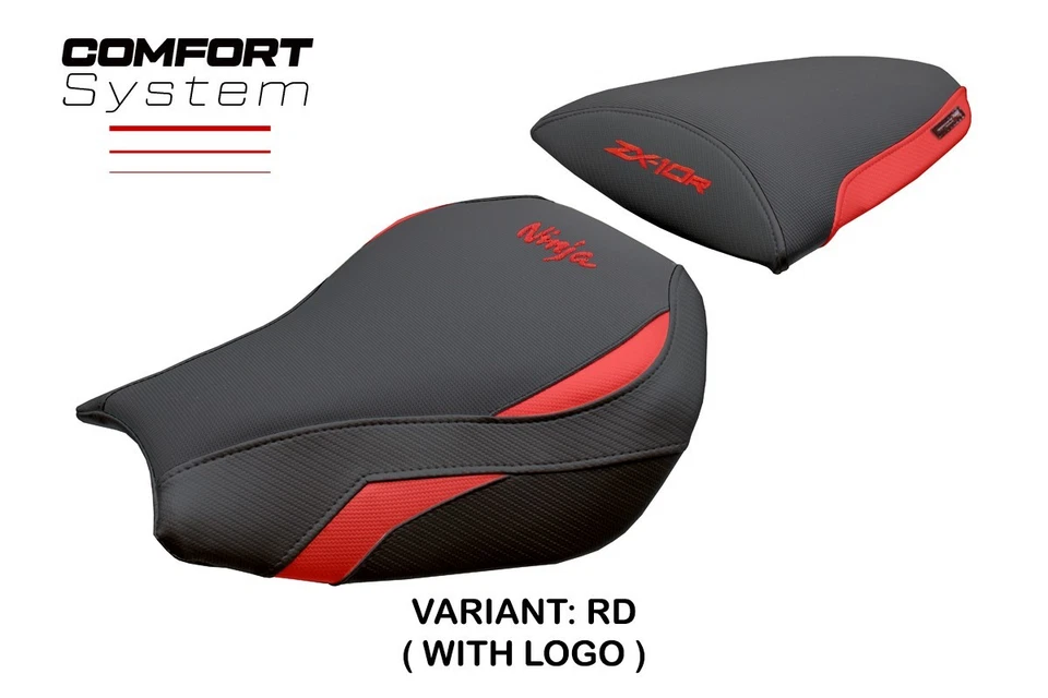 川崎 Ninja ZX 10 R 2006 - 2007 座椅套 Tappezzeria 舒适红色黑色 — 第 3/4 张图片