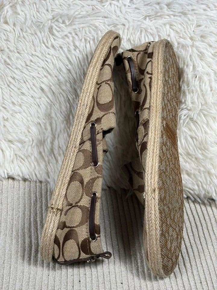 Zapatos Coach Mellow para mujer talla 9M color tostado firma alpargata de lona sin cordones planos Foto 2 de 4
