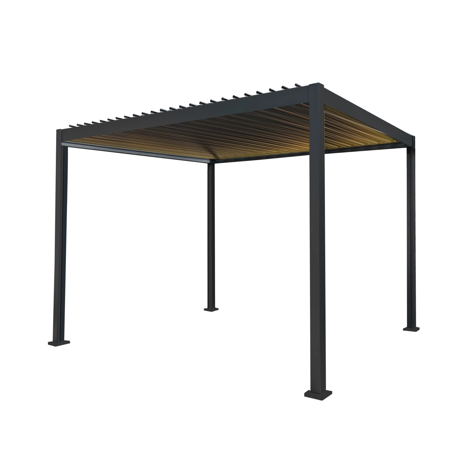 Metal Pergola With LED Lights 3m x 4m Anthracite Grey Adjustable
