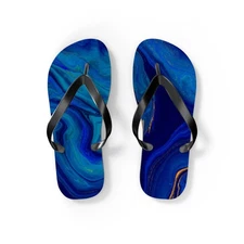 Blue Marble Flip Flops, Sandals Slides, Summer Footwear, Brand New