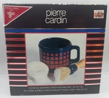 NOS 1993 Pierre Cardin Men’s Shaving Gift Set Mug Brush Soap