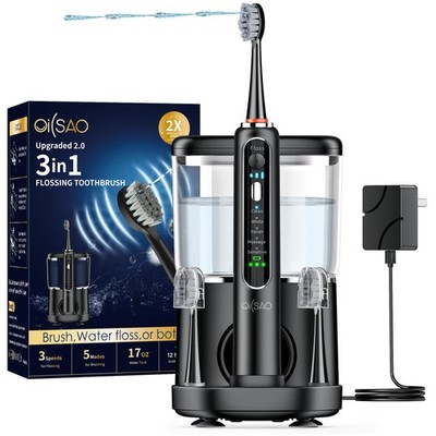 Electric Toothbrush with Water Flosser Combo, 3-in-1 Sonic Flossing Toothbrus...