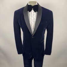 Vintage Tuxedo Suit Velour Mens 44 Jacket 38 30 Pants 70s 80s Prom Wedding Disco