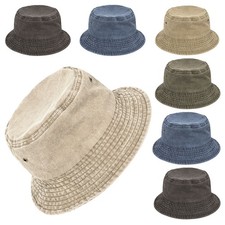 Stonewashed Cotton Bucket hat UV Sun Protection Breathable Beach Holiday Travel 