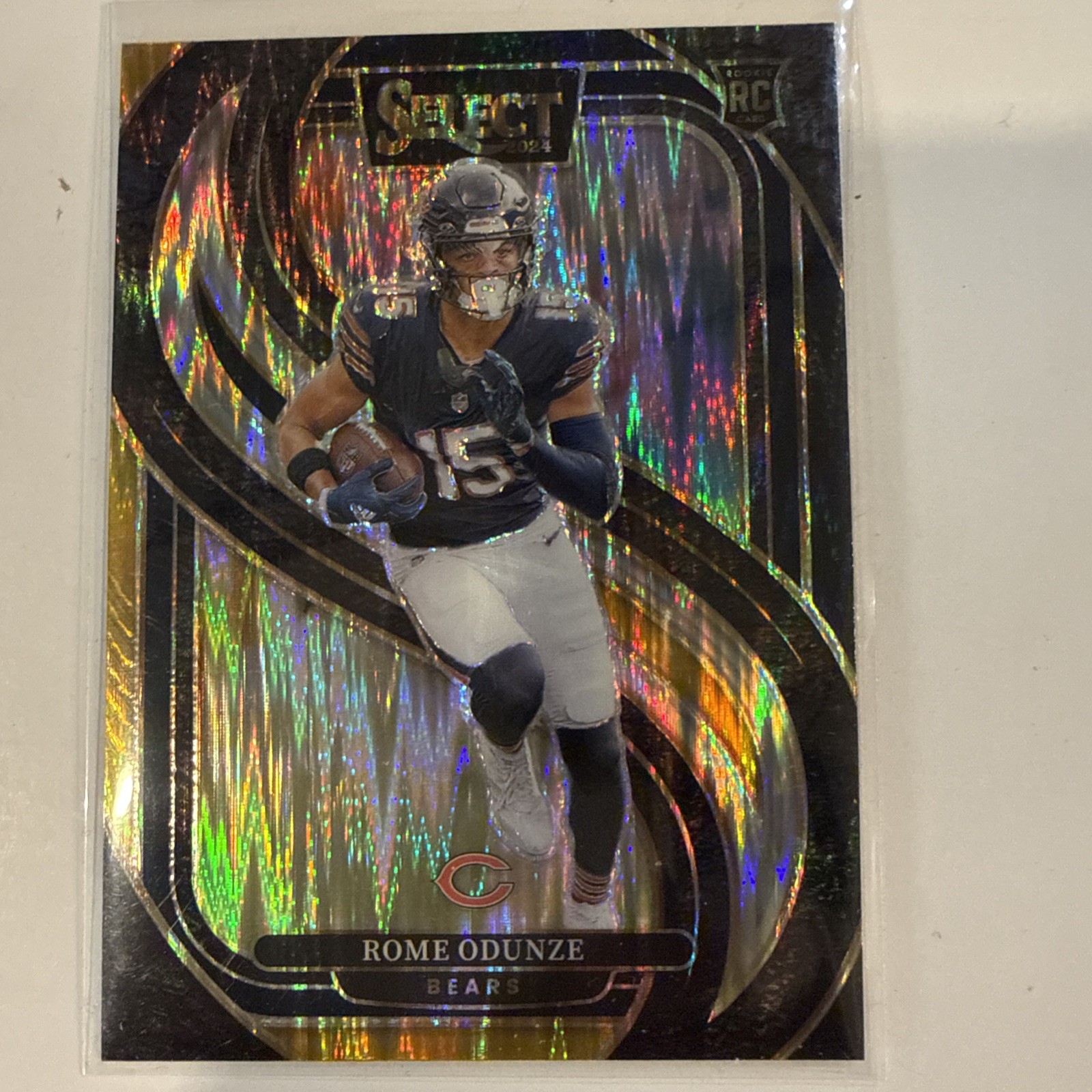 2024 Panini Select -Premier Level Rome Odunze #136 Black & Gold Shock Prizm (RC)