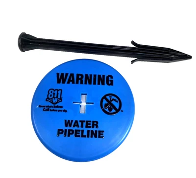 RHINO MARKERS Blue Underground Water Pipe Soil Marker with 12" barbed stake and 7" top