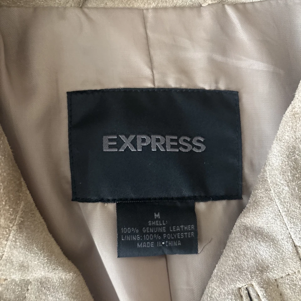 Abrigo Express Para Hombre Cuero Tostado Genuino/Gamuza Talla Med.  Vintage finales de los 90 Foto 3 de 4