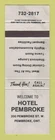 Matchbook Cover - Hotel Pembroke ON