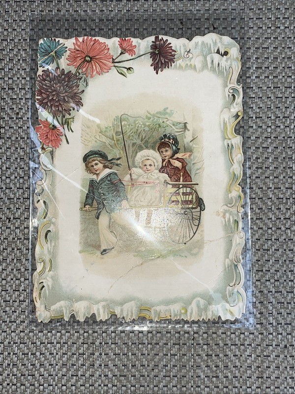 Victorian Trade Card-1880’s, C. D. Kenny Tea&Coffee, Boy Pulling Girls In Wagon