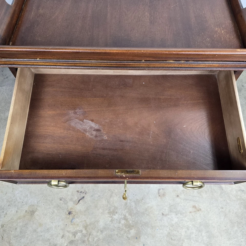 Polo Ralph Lauren Landon Bedside Mahogany Brass 2-Drawer Chest Detachable Tray - Image 4 of 4