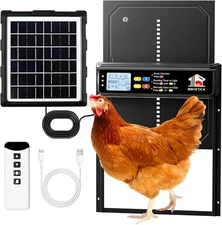 Automatic Chicken Coop Door Solar Powered wTimer,Light Sensor,Remote, LCD 4 Mode