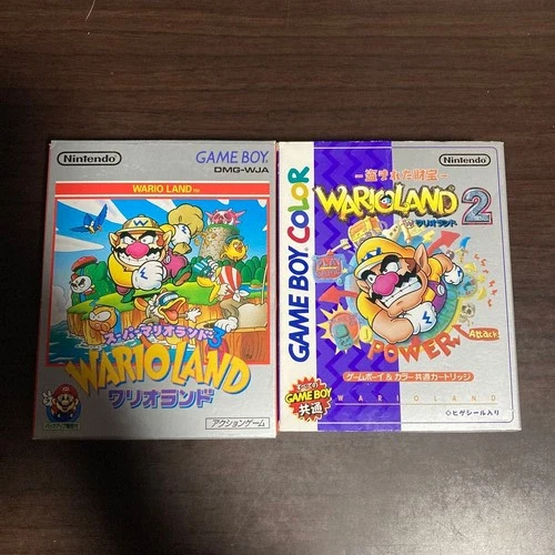 Wario Land 1 2 Game Boy W/Box Instruction  GB GBC Nintendo Cartridge Tested