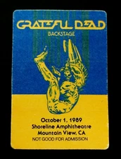 Grateful Dead Backstage Pass Shoreline Amphitheatre CA 10/1/89 10/1/1989 Angel