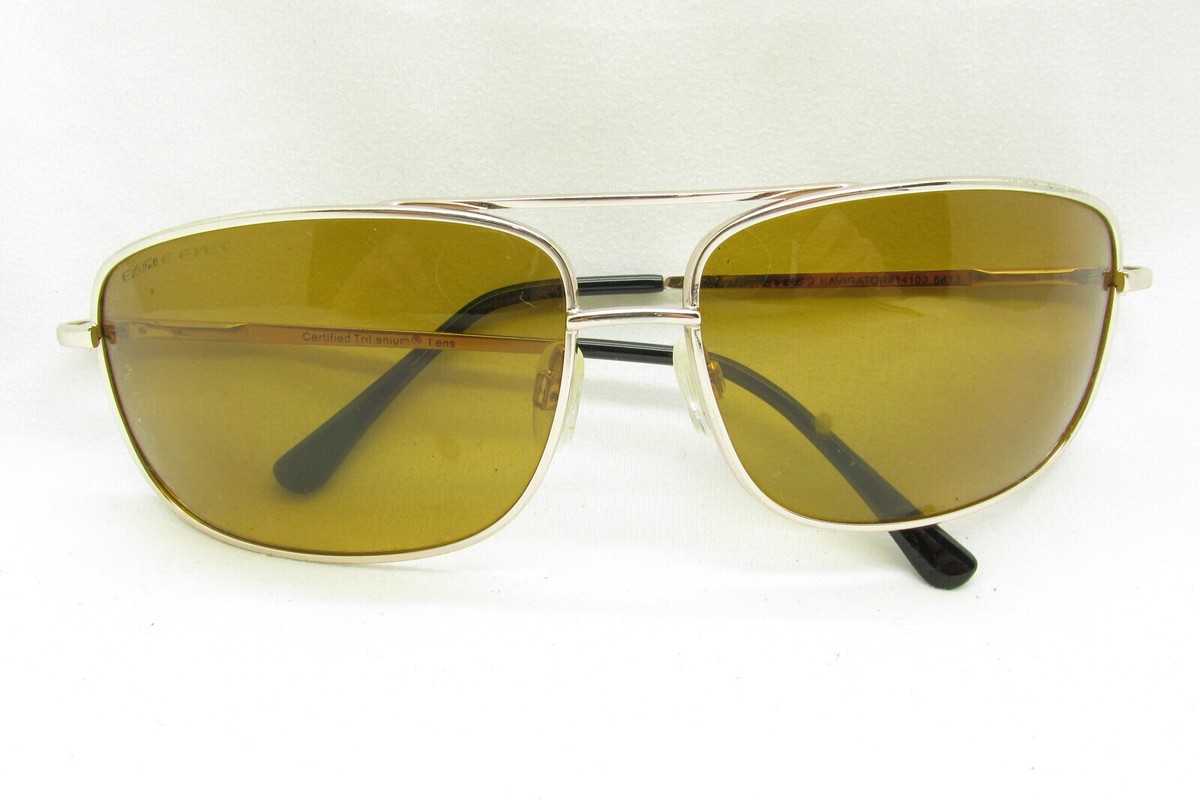 EAGLE EYES NAVIGATOR #14100 TITANIUM DESIGNER WRAP SUNGLASSES 63