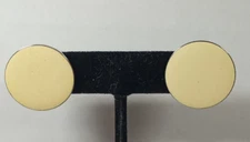 Vintage Silver Color  and Yellow Enamel Button Type Pierced Post Earrings