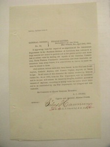 CIVIL WAR  BATON ROUGE LOUISIANA  ORPHAN ASYLUM  ORDER 1865