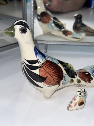 TONALA Mexican pottery Bird Lot Signed Owl Dove Pigeon HANDMADE FOLK ART VINTAGE - Picture 3 of 22