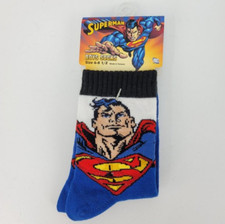 New NOS 2006 DC Comics Superman Boys sz 6-8.5 Socks 1 Pair Acrylic Nylon Stretch