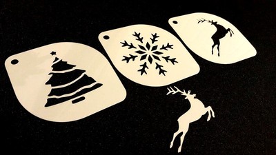 #2,2 Set 3 Stück Weihnachtsschablonen Rentier Weihnachtsbaum Schneeflocke Farbe Fenster