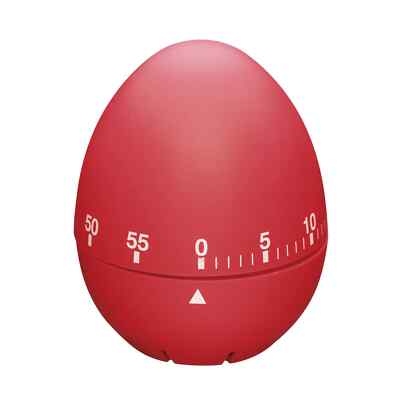60 Minuten Küchentimer in Eierform Handaufzug mit Glockenalarm rot 8 cm x 6 cm