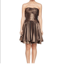 HALSTON HERITAGE Strapless Bronze  Cocktail Dress Dress SIZE 4