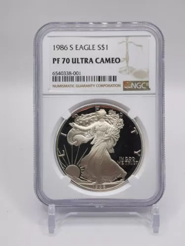 1986-S $1 Silver American Eagle NGC PF70 Ultra Cameo (122DM)