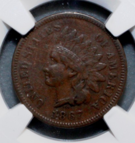 1867 Indian Head Bronze One Cent 1c Certified NGC VF 30 BN Coin - Picture 5 of 6