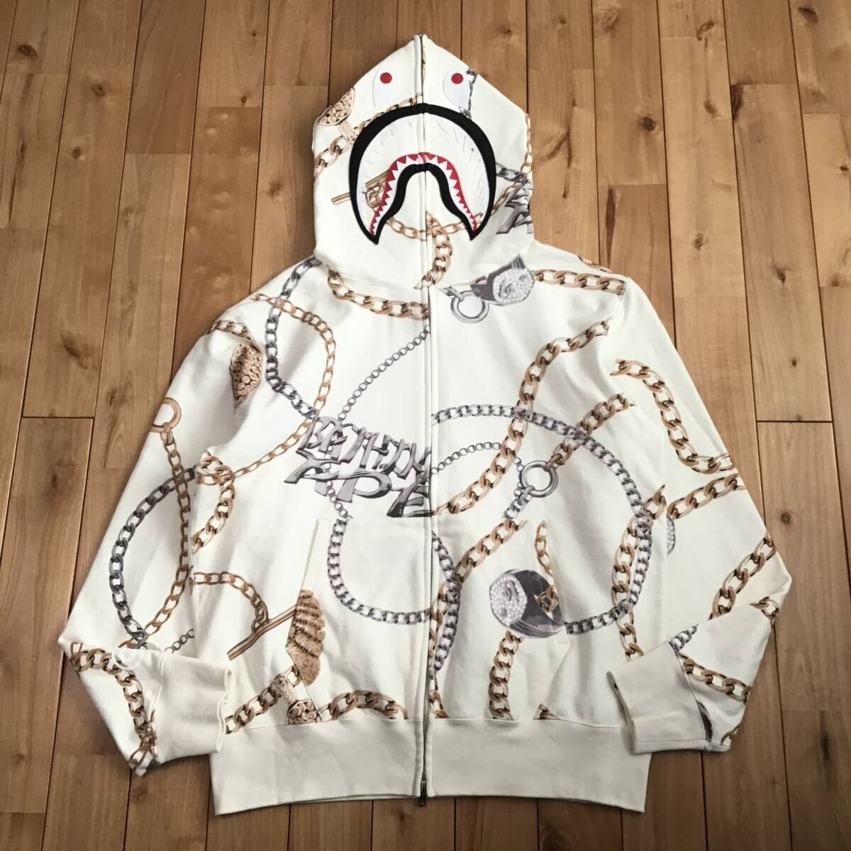 BAPE JEWELS SHARK FULL ZIP HOODIE White a bathing ape Size