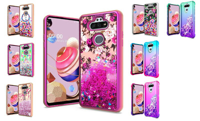 Tempered Glass Liquid Quicksand Cover Phone Case For LG K31 Rebel L355DL 