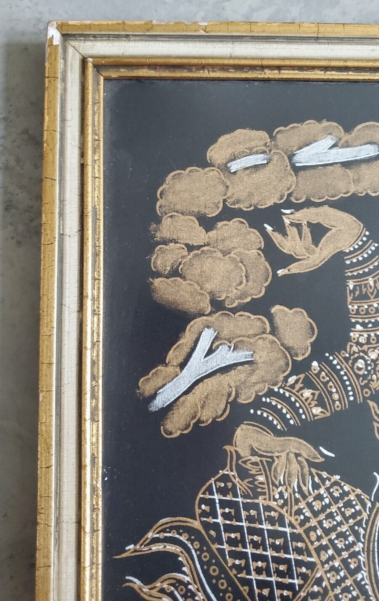希少1960-70s ミッドセンチュリー コンキスタドール レリーフアート Vintage 60s 70s Midcentury Silk Thai Gold Framed Art MCM Mid