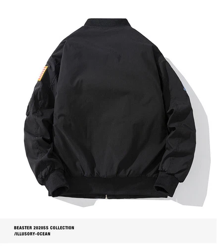 Men Winter Flight Jacket NASA Style Bomber Coats Ma1 Pilot Army Jacket Outwear - Picture 11 of 26