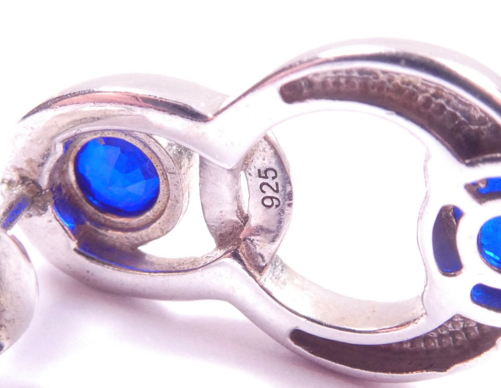 Sapphire Earrings Interlocking Loop 925 Sterling … - image 5
