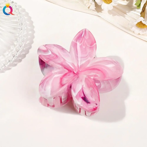 Hawaiian Style Flower Hair Clips, 2-Pack Marble Claws for Thin Hair, Beach Acces - Picture 25 of 71