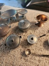 Vintage Miniature Metal Dollhouse Kitchenware Pots Pans Scales Lot 14 Pcs