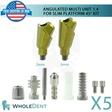 5x Angulated Multi Unit 45° 1.4mm Slim Abutment Attachment Kit Int Hex 2.0mm