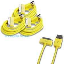 3X 10FT 30-PIN USB SYNC DATA POWER CHARGER YELLOW CABLE IPHONE IPOD TOUCH IPAD