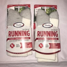 Thorlos Foot Protection Running Crew Socks 2 Pairs White/Gray Unisex Size Small