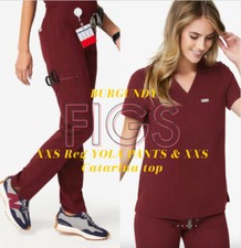 FIGS Burgundy set XXS Catarina scrub top  XXSR Yola Pants BNWT 