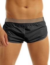 Mens Low Rise See Through Shorts Bikini Trunks Quick Dry Underpants Swimwear