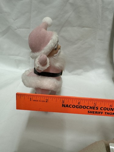 Dancing Flocked Dancing Santa Pink Vintage Style T-69 - Picture 8 of 8