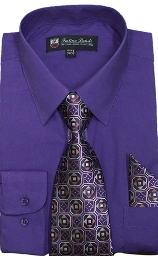 New Men's Dress Shirt w/ Matching Tie and Handkerchief Set SG-21B - Picture 9 of 30