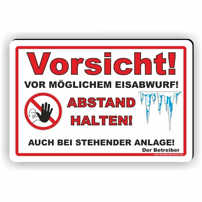 FASSBENDER-DRUCK SCHILDER Vorsicht vor Eisabwurf Schild Eiszapfen Windkraftanlage Abstand halten WI12
