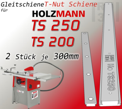 2x300mm T-Nut Schiene f. Holzmann TS250 + TS200 Tischkreissäge, Schiebeschlitten
